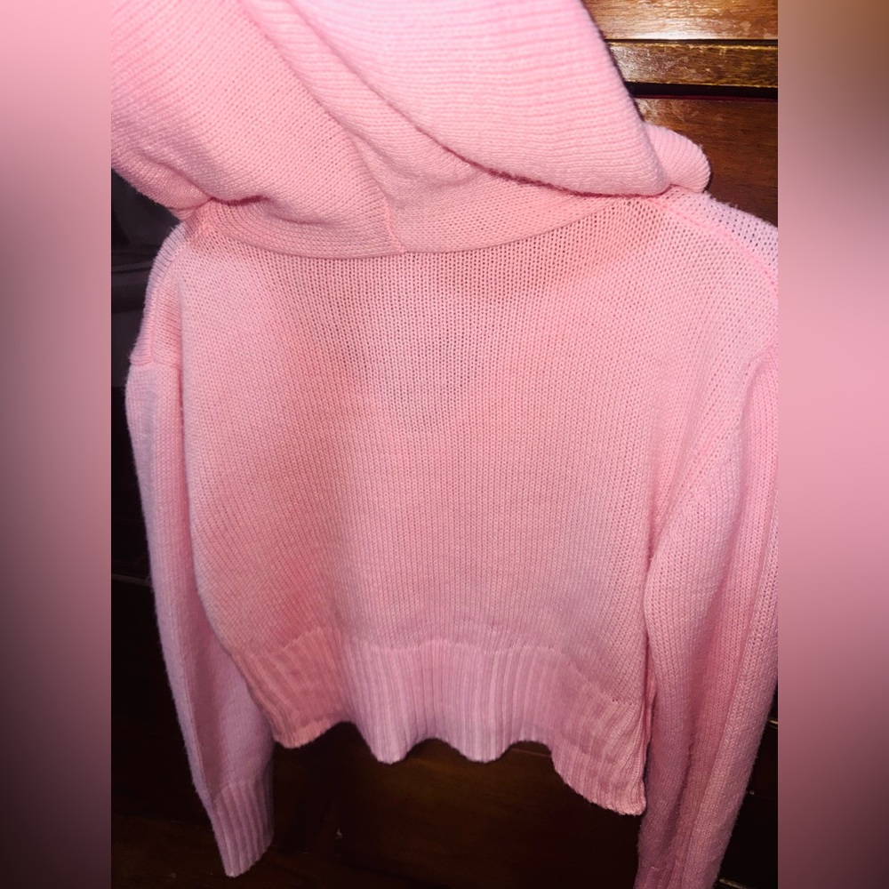 👑 CUTE Y2K Size XS Cropped Pink Hooded Women's Sweater - Picture 5 of 7